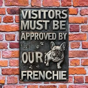 Vintage Wall Art French Bulldog Aluminum Sign, Humorous Letter Design Wall Decor, Wall Art for Home Farmhouse Rustic Decor
