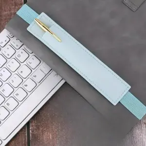 69/2000  PU leather conference pen holder elastic band pen slot rubber band clip notebook pen pouch fountain pen protective sleeve stationery bag