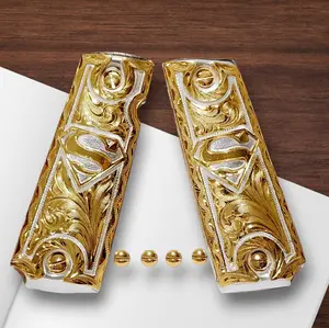 Super Cachas Man 1911 Mexican Style Grips Gold Plated Alpaca Metal Comfort Handmade Design