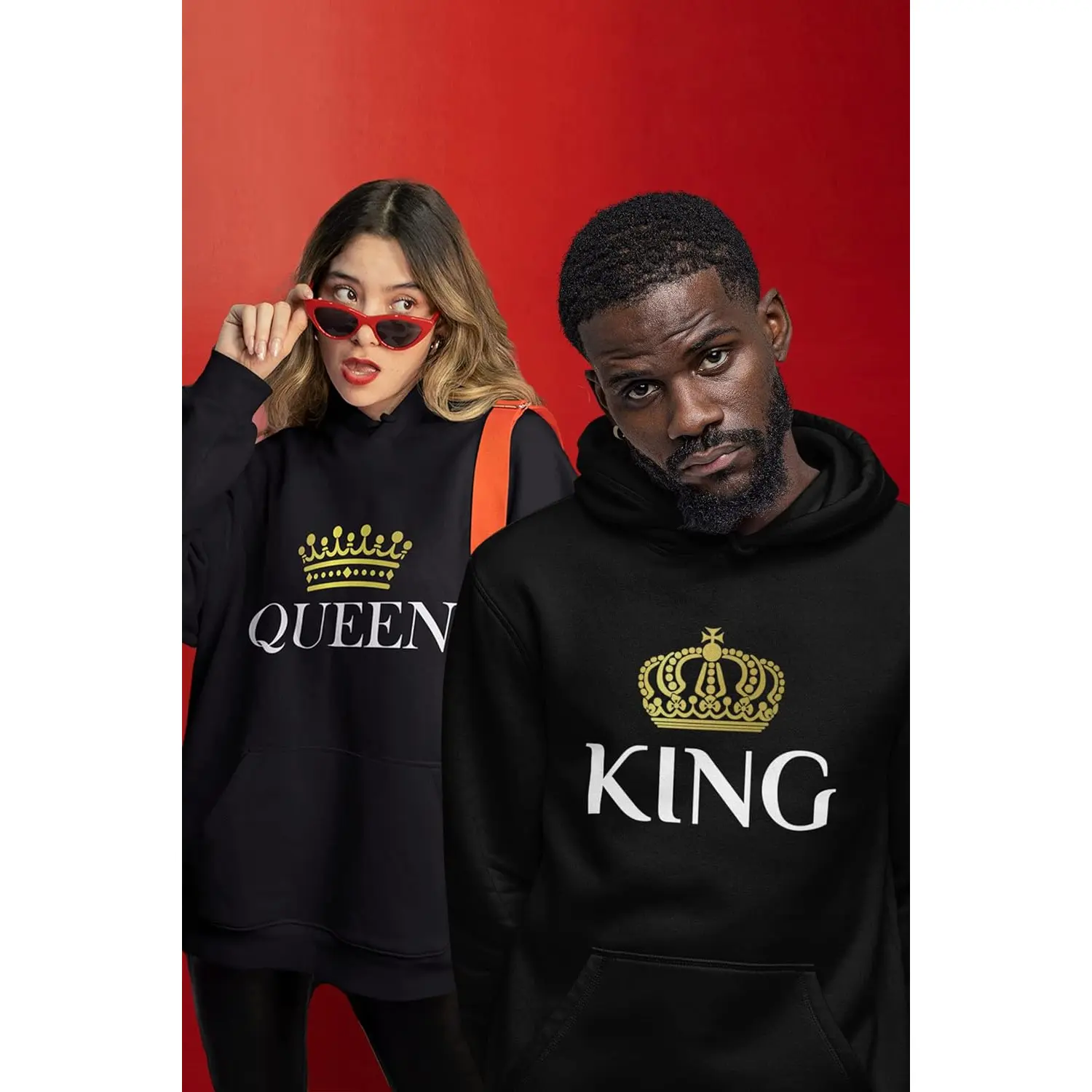 Tstars - King and Queen Matching Hoodies for Couples, His & Hers, Boyfriend & Girlfriend, Wife & Husband, Couple Hoodie Set