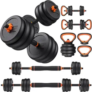 Adjustable Dumbbells, 20/30/40/45/70/90lbs Free Weight Set with Connector, 5 in1 Dumbbells Set  as Barbell, Kettlebells, Push up Stand, Weight Plate, Fitness Exercises for  Gym Suitable Men/Women