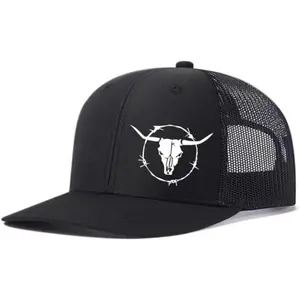 Bull's Head Trucker Hat Snapback for Men,Printed Mesh Caps,Trucker Hats,dad Hats,Adjustable Outdoor Quick-Dry Hat