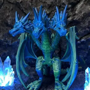 3D Printed Three-Headed Dragon Model, Jointly Moveable Fantasy Toy Figure, Eco-Friendly Pla Material, One-Piece Printing, Safe Non-Toxic