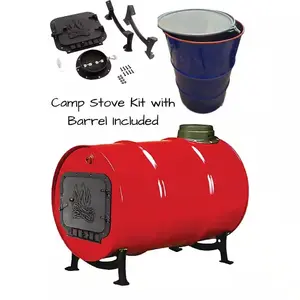 212 MAIN Cast Iron Camp Stove Kit with Barrel, Ideal for Outdoor Heat Needs, Heavy Duty, Fits Barrels