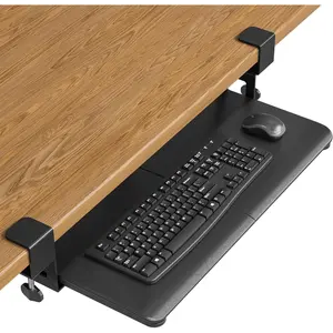 KMT01 Under Desk Keyboard Tray, Pull-Out Keyboard &  Platform with C-Clamp, 25.6 x 11.8 in Space-Saving  Slide-Out Drawer, Black