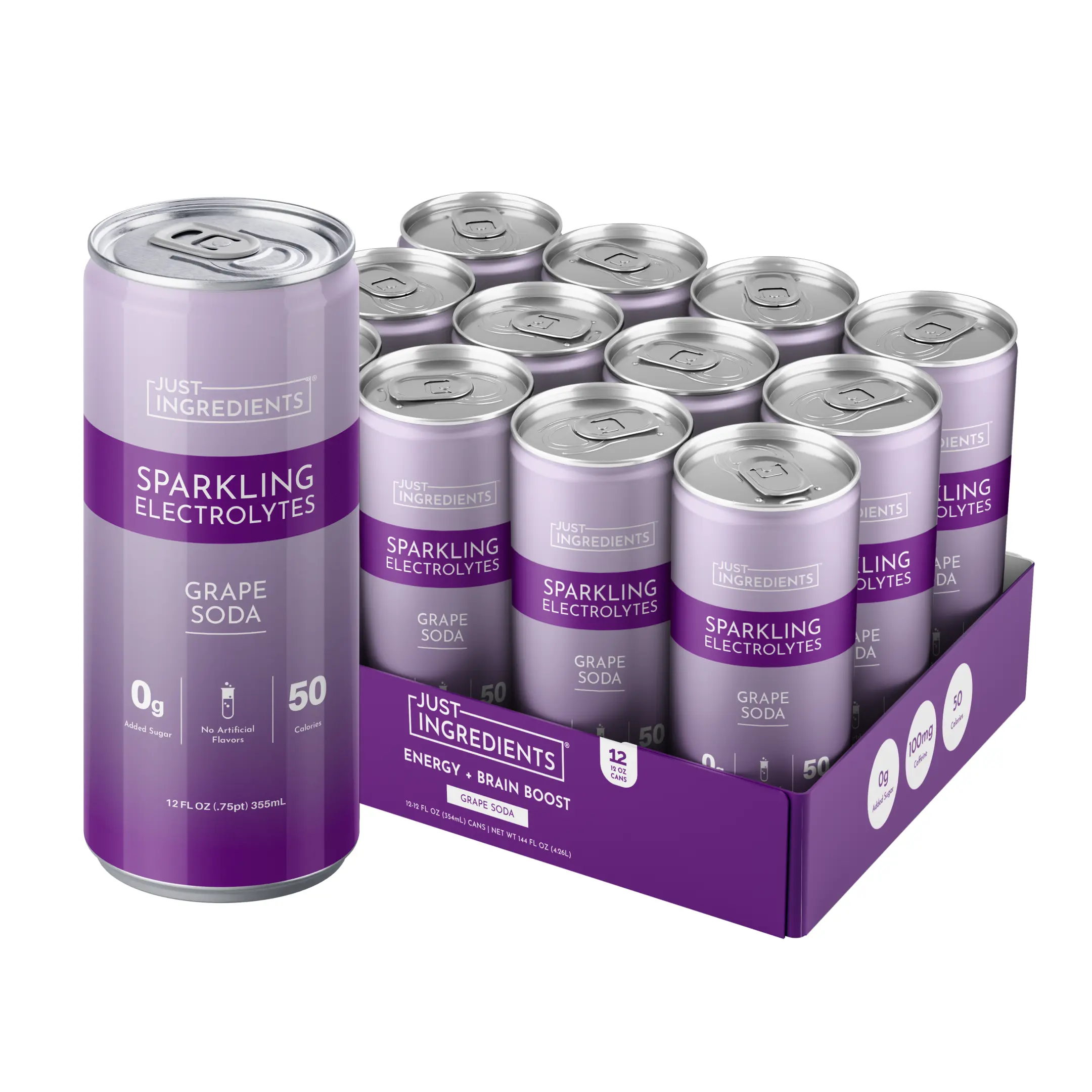Just Ingredients - Grape Sparkling Electrolytes (12 Pack) - Real Food Ingredient Hydration Drink Just Ingredients - Grape Sparkling Electrolytes (12 Pack) - Real Food Ingredient Hydration Drink