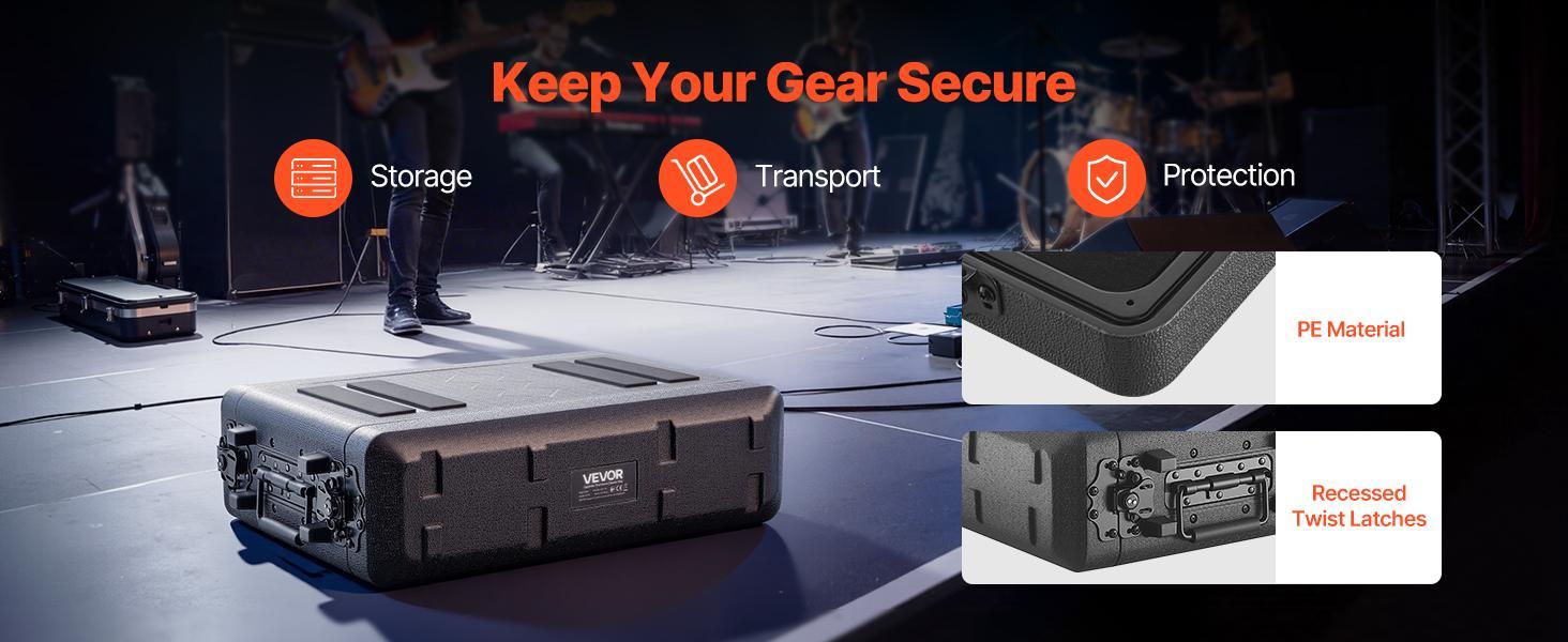 【Father's Day】VEVOR 2U Rack Case, 12 in Depth, Rackmount Flight Case Shallow Rack with Microphone Compartment, Polyethylene Construction, Recessed Latches, Easy Installation, for Amplifier, 8.7 in Internal Depth 【Father's Day】VEVOR 2U Rack Case, 12 in Depth, Rackmount Flight Case Shallow Rack with Microphone Compartment, Polyethylene Construction, Recessed Latches, Easy Installation, for Amplifier, 8.7 in Internal Depth