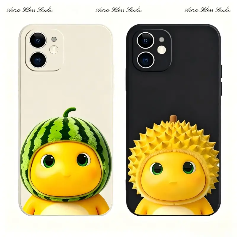 Funny Watermelon Durian Milk Dragon Cute Phone Cases For iPhone 17 Promax Air 16 15 14 Pro Max Plus 13 12 11 Soft TPU Shockproof Protective Cover Gifts For Birthday Holiday
