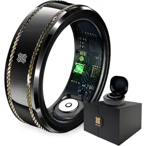 Pachira  Ring, Dual 14K  Inlays, Fitness/Sleep/// SpO2 , No App Subscription, 7-Day  Life, Size Before You Buy, Black ( Size 7.25)
