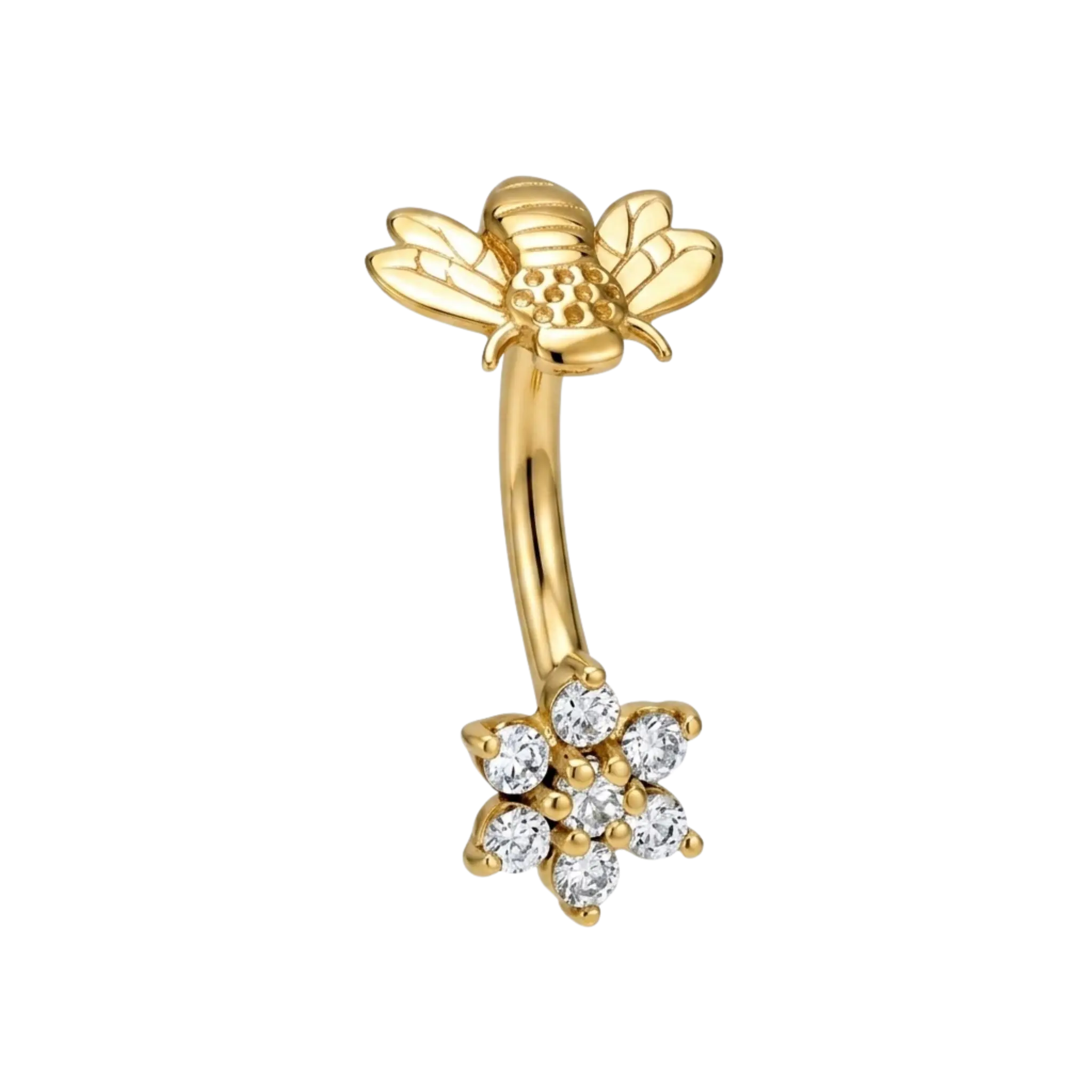Pollinator Rook Star – 14K Gold Curved Barbell