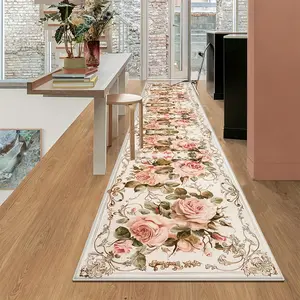 European And American Long Runner Hallway Mat, Floral Patterned Runner Rug, Soft And Comfortable Durable Kitchen Living Room Carpet, Runner Mat for Entryway Laundry Room Runners