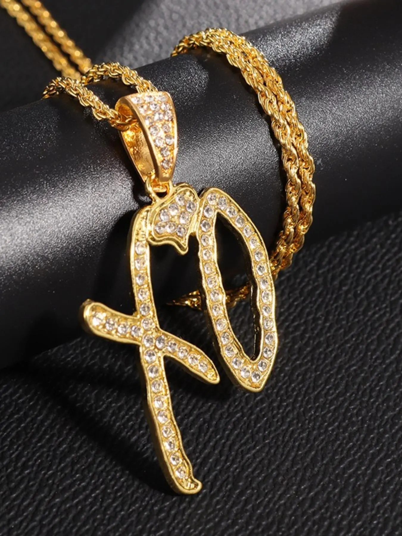 Unisex Xo Letter Alloy Pendant Necklace, Casual Style for Hip Hop, Street Rock, Rap Parties, Fashion Accessory for All Seasons, Heart Letters Necklace