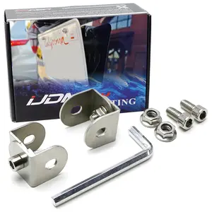 iJDMTOY Universal Fit JDM Slanted Tilt Front/Rear Bumper License Plate Relocator Bracket Holder w/Adjustable Angle/Degree