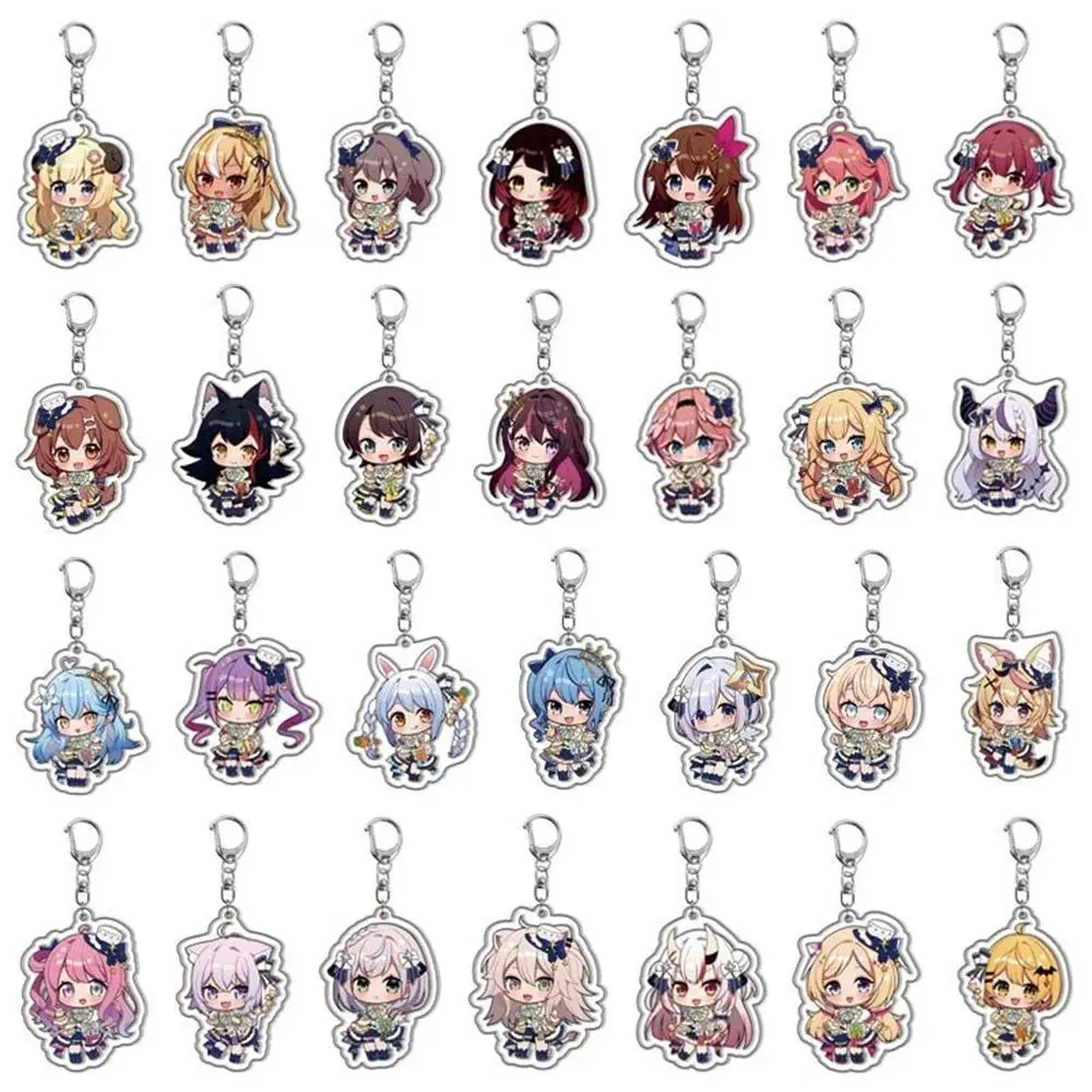 Anime Hololive Vtuber Figures Acrylic Keychain Inugami Korone Shirakami Fubuki Bag Charms Cartoon Pendant Fans Gift Keyring