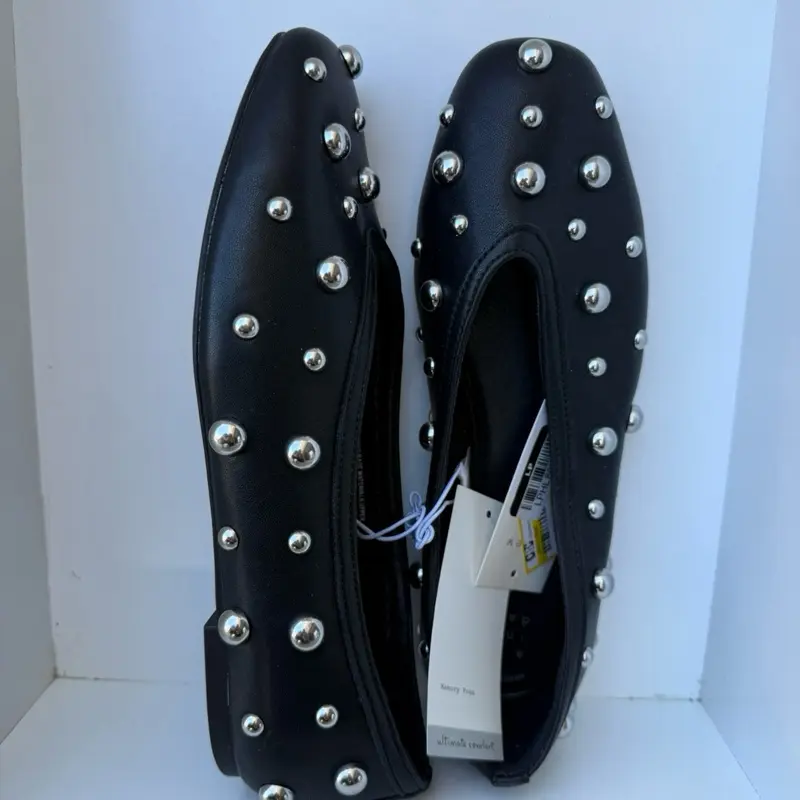Women's Sammie Studded Ballet Flats with Memory Foam Insole A New Day Black Studded Design Comfortable Shoes