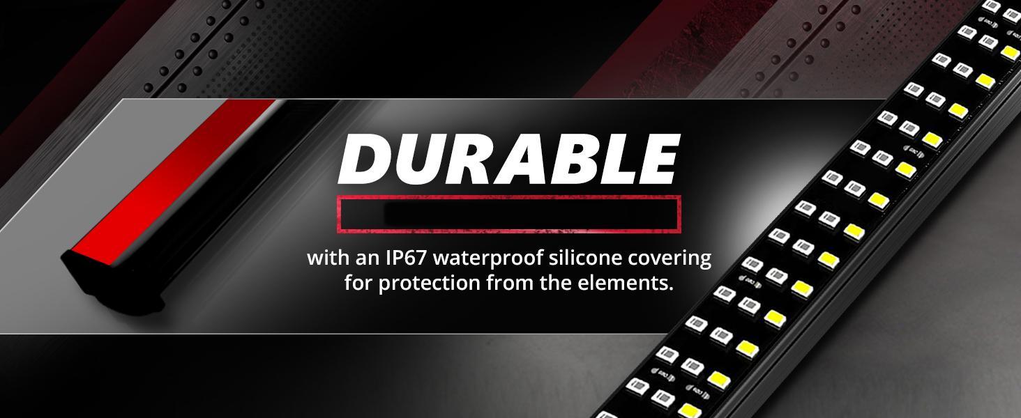 DIBMS Truck Tailgate Bar 60" Triple Row 432 LED Strip with Red Brake White Reverse Sequential Amber Turning Signals Strobe Lights, Triple Row Universal LED Tailgate Light Bar.