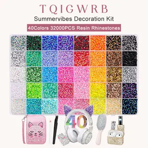 #Summervibes Gem DIY Bedazzling Kit with Mixed ResinRhinestones & Tweezers,Pick up Pen and Gifted Tools forDIY Crafts Apparel Nail Art Supplie