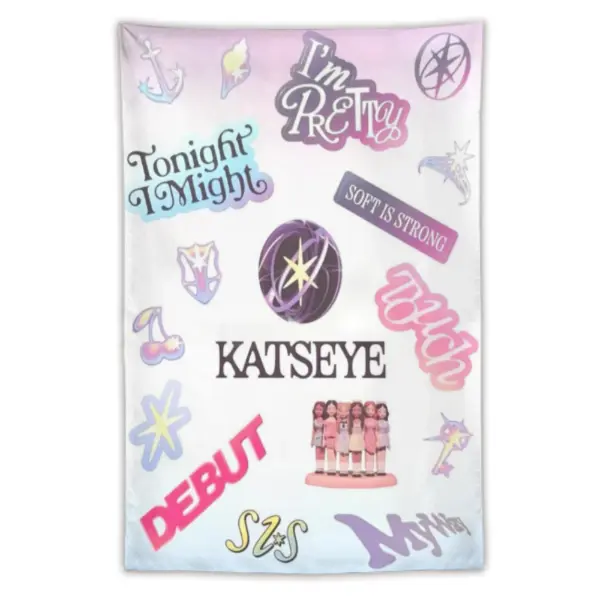 Katseye Kpop Rectangle Wall Tapestry, 3x5 FT Fade-Resistant Fabric Poster, Machine-Washable Home Decor for Bedroom, Kitchen, Party