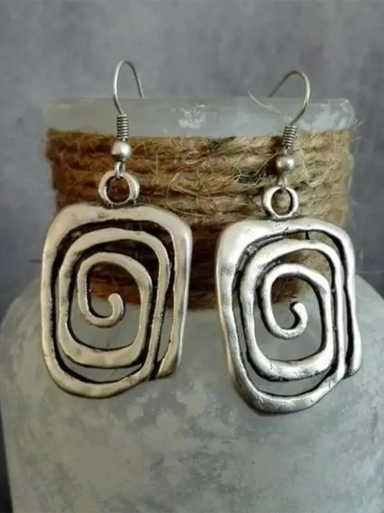 Vintage Geometric Design Dangle Earrings, Unique Design Earrings, Statement Earrings, Boho Style Spiral Earrings for Women, Dangling Earrings, Elegant All-match Fashion Accessories for Daily Wear
