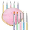 6-Piece Resin Nail Art Palette Set with 5 Double-Ended Nail Brushes for Professional & DIY Manicures, High-Quality Resin & Alloy Material, Easy to Clean, Perfect for Nail Design & Makeup Tools -  Acrylic  Polish