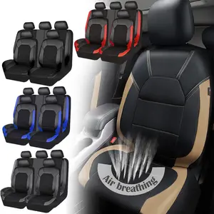 PU Leather Car Seat Covers, Full Set Breathable Fabric Auto Protectors Universal Fit for Nissan /Honda /Civic /CRV /Hrv /Kia /Sorento /Toyota /Corolla /4Runner /Camry /Hyundai /Mazda