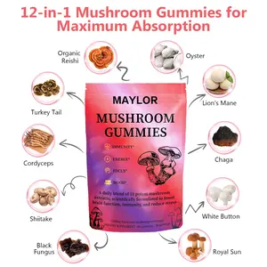 Sky Nutrition Ultimate 12 in 1 Super Mushroom Gummies, Mushroom Blend with Lions Mane, Turkey Tail, Organic Reishi, Cordyceps, Immune Support & Energy Boost, Mushroom Supplement for Adults, Non-GMO, 60 Gummies Edible Fitness