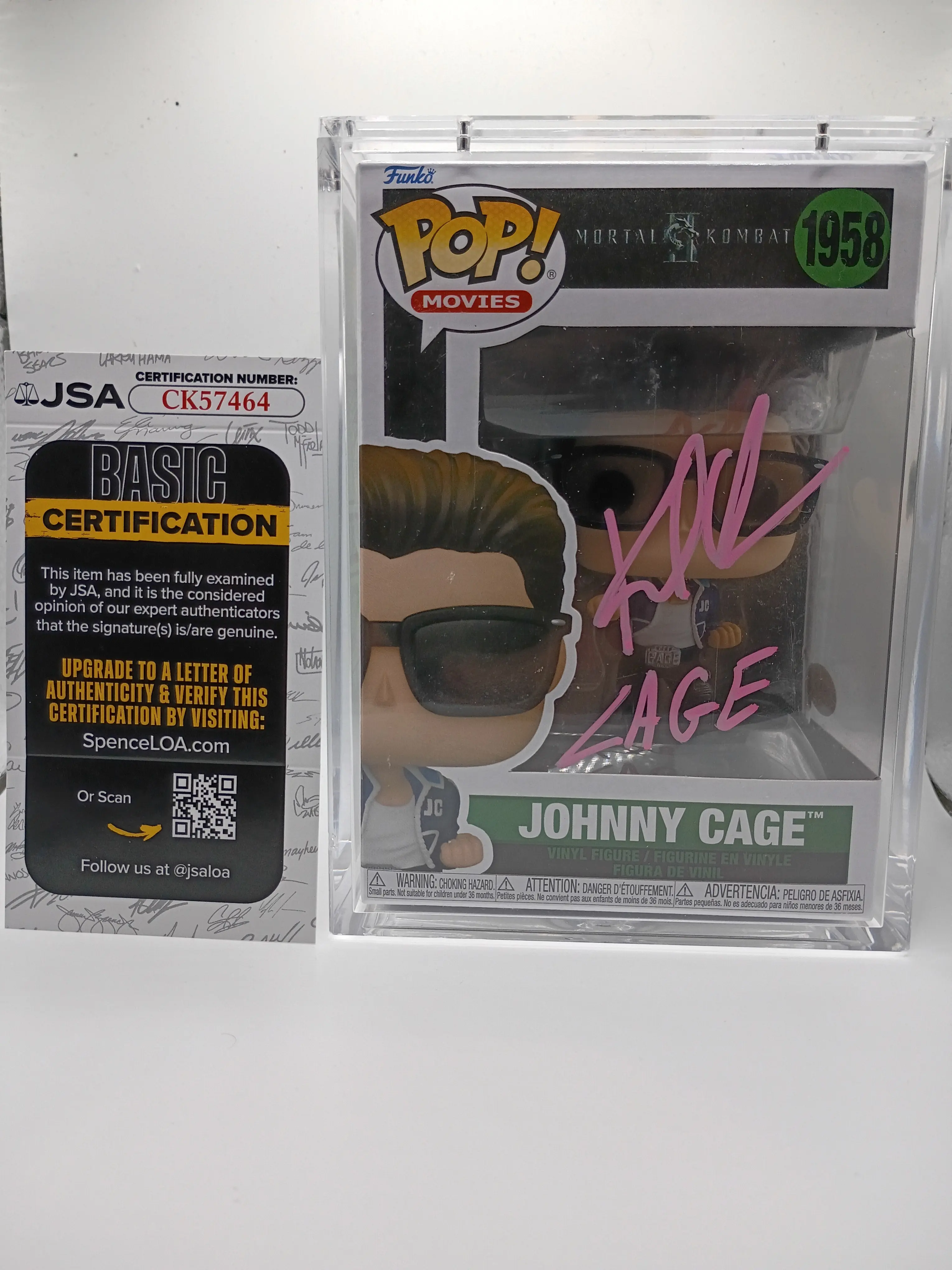 Funko Pop! Mortal Kombat II #1958 -Johnny Cage signed by Karl Urban