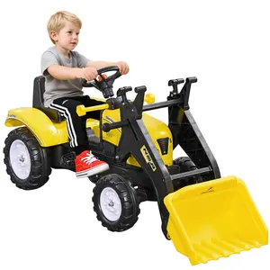 Kids Pedal Ride-On Excavator with Front Loader Digger, Forward & Reverse Pedal Control, Anti-Slip 4 Wheels, 77 lbs Max Weight Capacity, Easy-Assembly Construction Toy for 3-Year-Old Toddlers