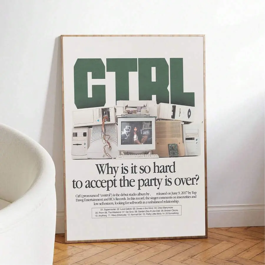 1pc Unframed CTRL  Bundle Poster Music Album Illustration Printable Digital Artwork Retro Girly Dorm Room Decor