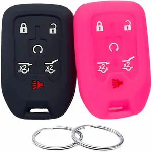 Silicone Rubber Key Fob Cover Compatible with 2014-2021 Chevrolet Suburban Tahoe GMC Yukon Yukon XL HYQ1AA