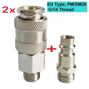 European Sm20+pm20 Pneumatic Quick Couplings, 1/4" Male Thread.For industrial & laboratory research use.Suitable for hydraulic, pneumatic and water pipe accessories, mini pipe fittings.Plug-in quick connector, three-way structure.