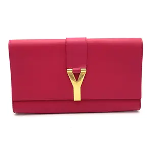 Pre-owned Yves Saint Laurent Leather Clutch Chyc Pink #3464