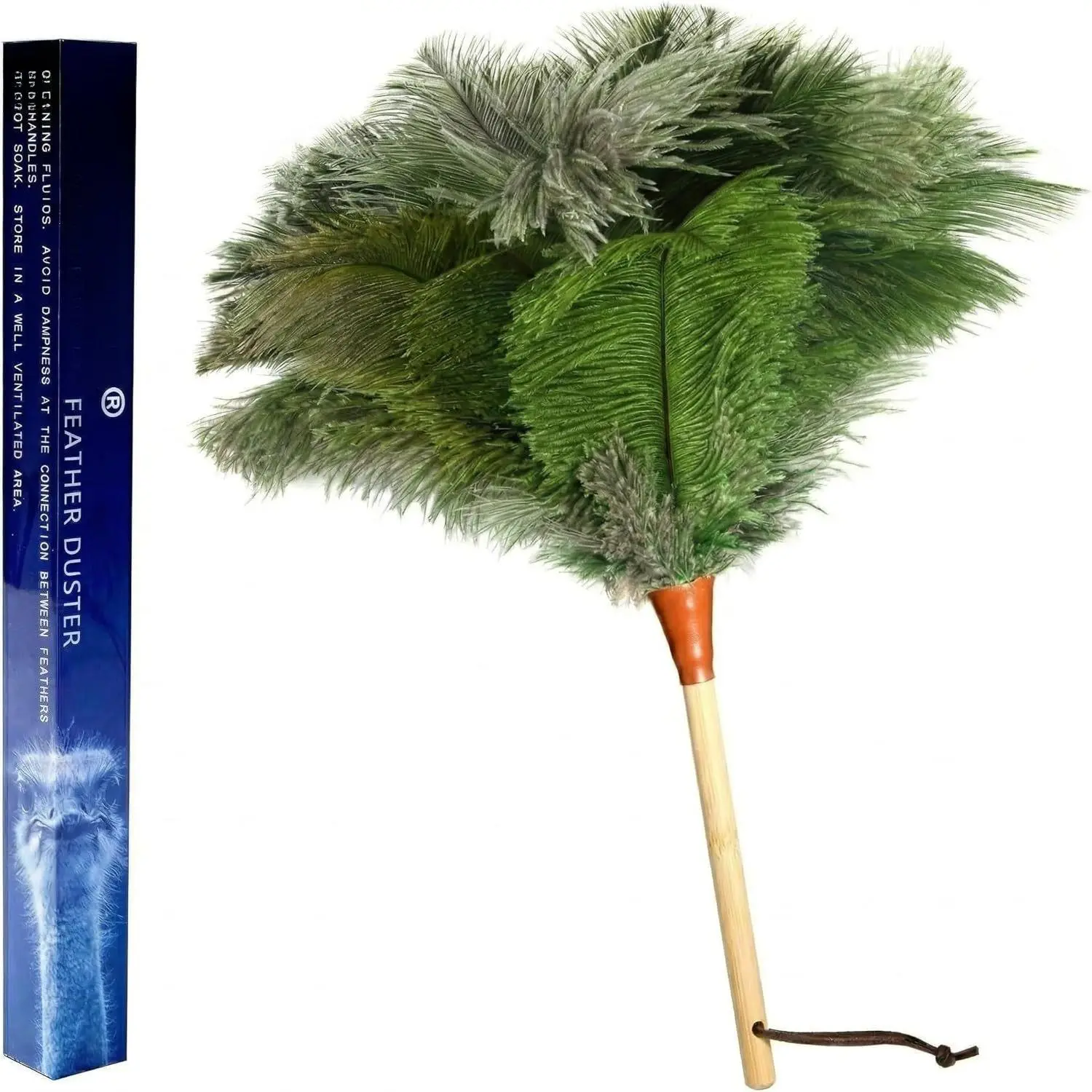 16inch  Good Ostrich  Duster with  Handle, Electrostatic Dust Remove for Ceiling,Fans,Bookshelves, Sofa, Windows, Fit for , Office and  Duster Green