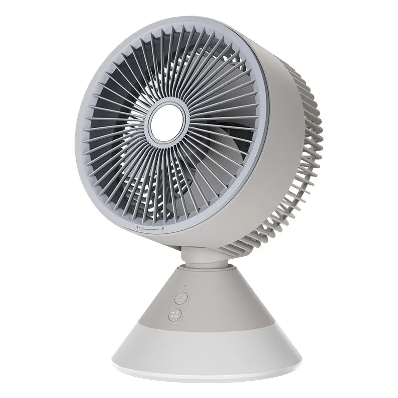4000mAh Rechargeable Desktop Remote-Controlled Turbo Fan - Low Noise, 3-Speed Wind Adjustment, Auto Left-Right Swaying, Warm Light Night Light, Household Cooling Fan for Portable Office, Travel USB Wireless