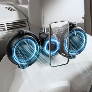 Oatsbasf Rechargeable Backseat Car Fan with Dual Power (Battery/USB), 3-Speed 360° Rotatable Dual-Head Cooling Fan, Ideal for Kids & Baby Car Seats / Ventilador 360° doble cabeza para auto.