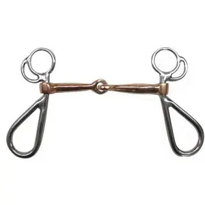Stainless Snaffle Bit w/ 5" Copper Mouth Butterfly