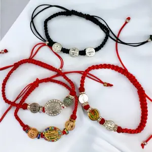Bracelet, red thread of Saint Benedict for women and men jewelry protection medal.