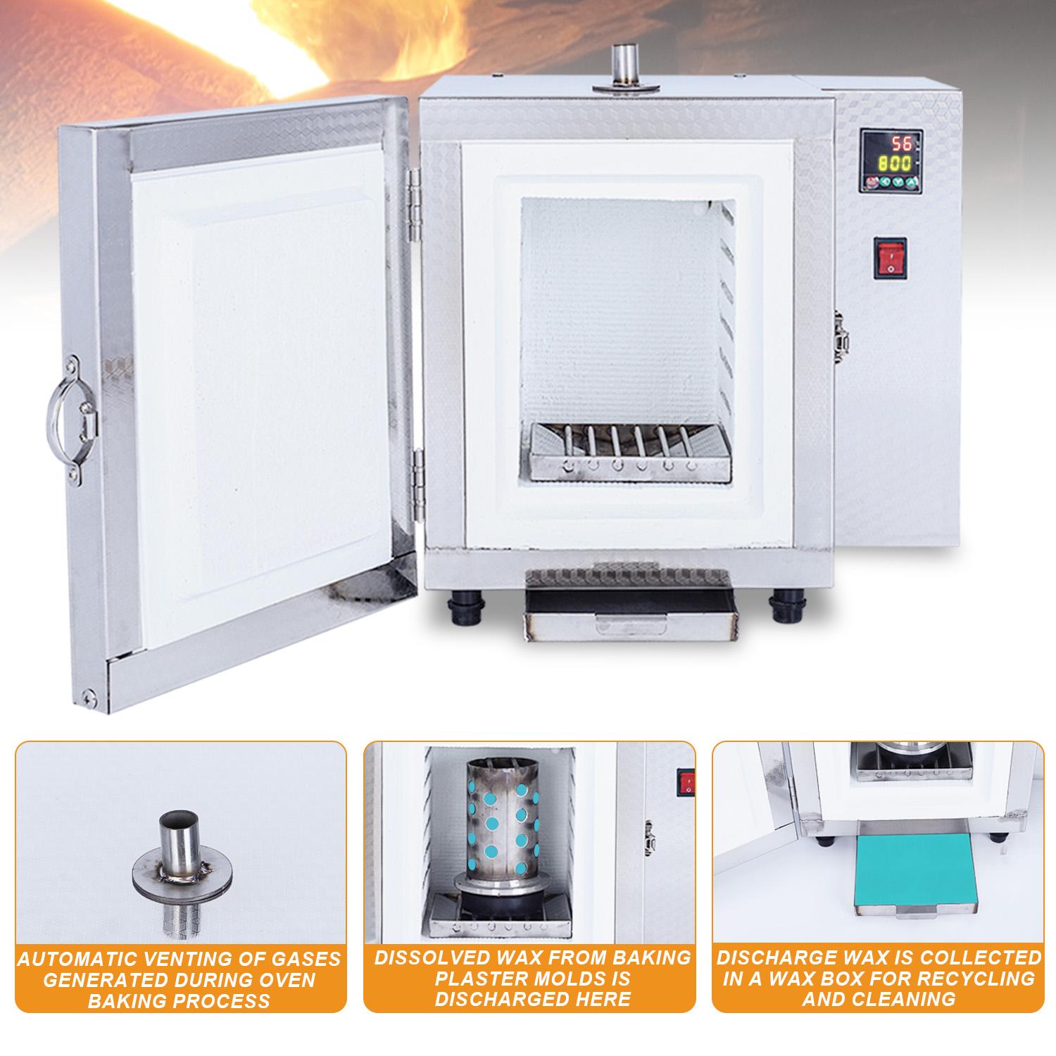 110V 1500W Jewelry Kiln Furnace With Digital Display- 800℃ Programmable Segmented Temperature Control Muffle Oven for Metal Casting, Enameling & Jewelry Making