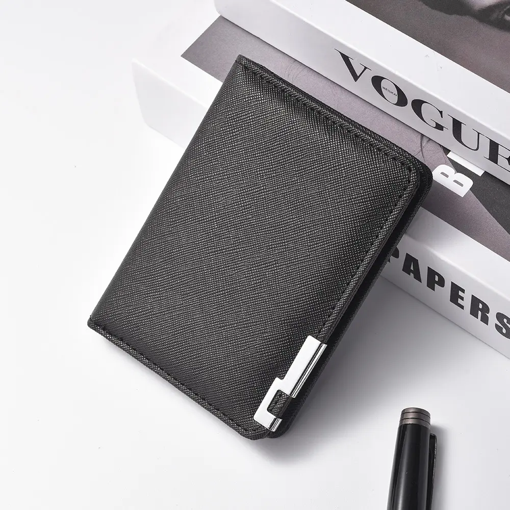GOODBEE Men's Ultra-Slim Leather Wallet with Metal Trim – Multifunctional Compact Card Holder & Soft Money Clip