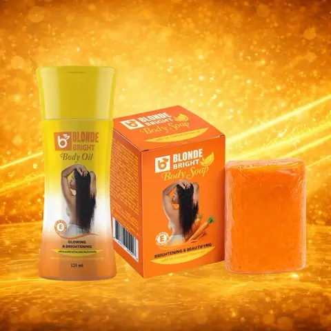 BLONDELIGHT Daily Bath & Body Care Set for Adults - Natural Oils Carrot Soap, Cleansing Smooth Cleanser, Vitamin C Moisturizing Moisture Product
