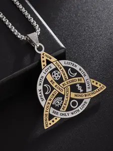 1pcs Celtic Knot Necklace Viking Pendant - Celtic Norse Triple Odin Horn Crescent Oden Horn Necklace for Men and Women 316L Stainless Steel Triskelion Amulet Pewter Tribal Protection Viking Triskele Jewelry