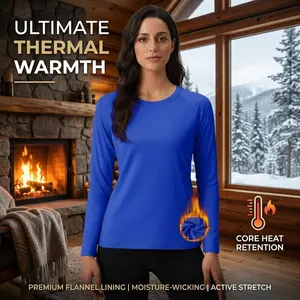 Women's Thermal Fleece Pullover Long Sleeve Shirt - Warm Winter Base Layer Undershirt Tops for Workout Cold Weather Comfortable Breathable Layering Essential Clothing