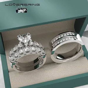 Wedding Ring Sets His And Hers Promise Ring Wedding Ring Sets His And Hers Couples Women 925 Sterling Silver Heart Cut Moissanite Man titanium Wedding Band