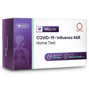 WELL Life COVID-19/Flu A&B Home Test, 10 Tests, Covid Home Test FDA EUA Authorised, Result in 10 Minutes, Non-invasive Home Testing Kit