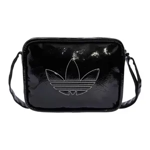 Adidas Originals Adicolor Logo Zipper PU Crossbody Bag For Men And Women In Black