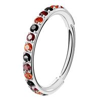 Silver Bar w/ Black+Red+Orange CZ