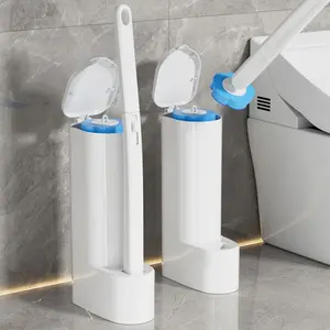 Replaceable Disposable Toilet Brush Set, Toilet Cleaning System, Efficient Cleaning Rod, Convenient Base, Antibacterial Odor Control, Home Bathroom Cleaner