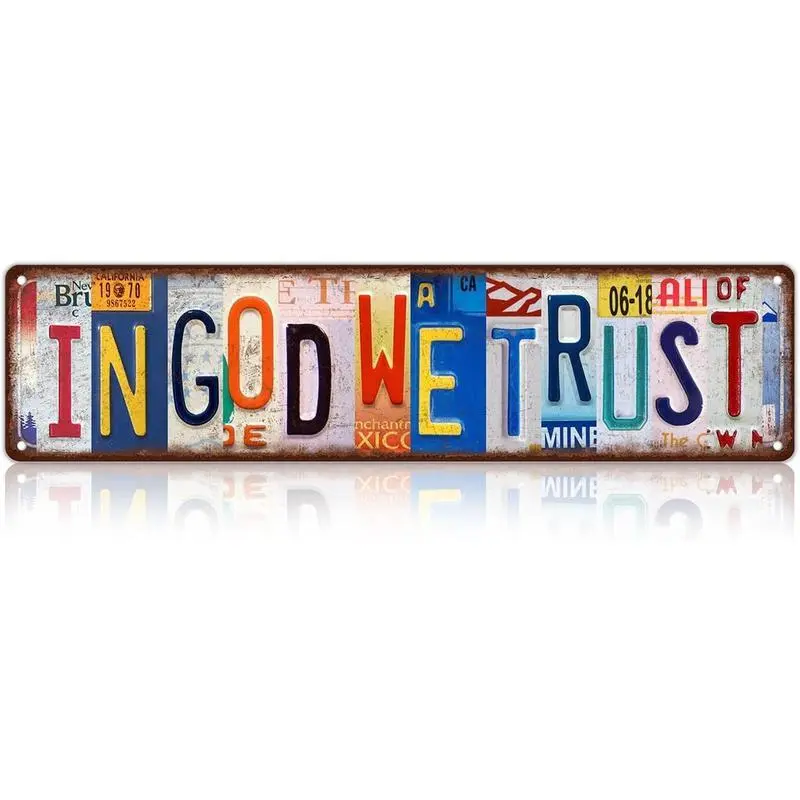 Vintage "In God We Trust" Metal Tin Sign, 16x4 Inch Retro Street Sign Wall Decor - Unique Religious Themed Vintage Metal Art, TikTok Shop Hot Metal Signs for Home Decor