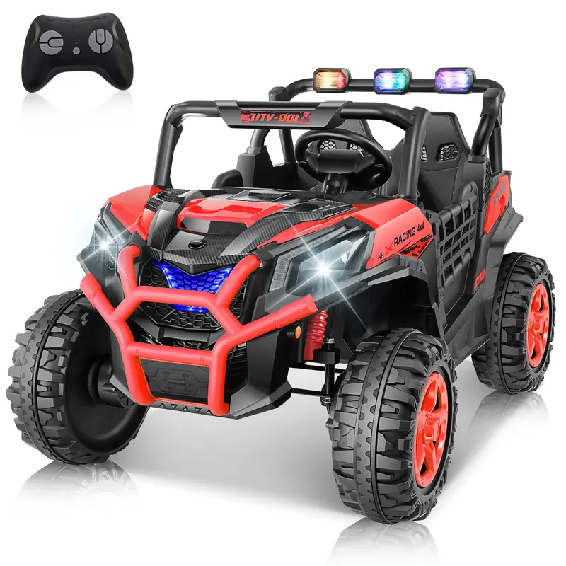 Hikole 24V 4WD Ride On UTV for Big Kids – 2 Seater Electric Car w/ Remote, Music, Lights & 4x200W Motors,SummerVibes