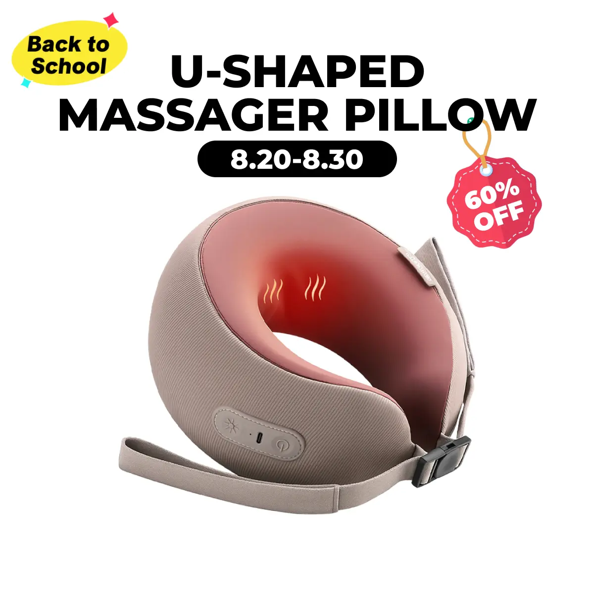 CINCOM U-Shaped Neck Massager Pillow(Mocha Coffee) for Cervical Support, with Soothing Heat & Kneading, 360° Memory Foam Support, Cordless, Rechargeable & Portable, Perfect Gift for Black Friday, Thanksgiving, Christmas, Birthdays & More,dorm essentials